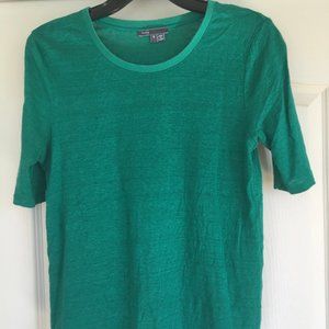 Linen Vince green crew neck top-Small